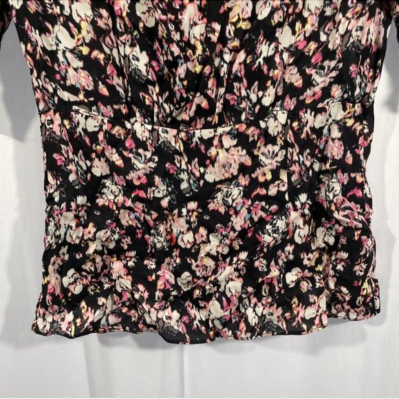 NWT $135 Allsaints [ Small ] Kota Freefall Floral Blouse Black Pink Multi #5312b - Picture 16 of 16